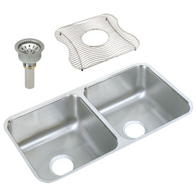 ELUH3116DBG Stainless Steel Double Bowl Undermount Sink Kit in Lustrous Highlighted Satin