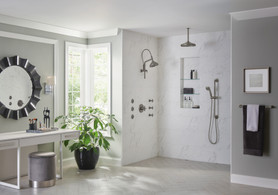 Brizo Essential(TM) Shower: 10 7/16" Classic Slide Bar Shower Arm And Flange