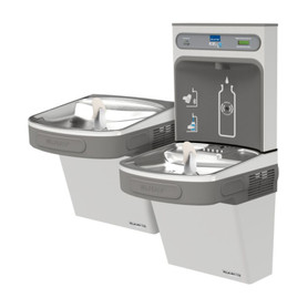 Filtered Bottle Filling Station with Versatile Bi-Level Green ADA Cooler in Stainless Steel
