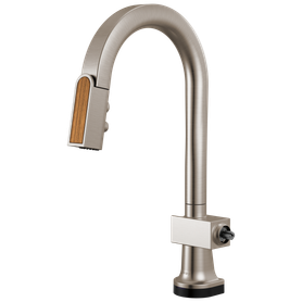 Brizo Frank Lloyd Wright(R): SmartTouch(R) Pull-Down Prep Faucet with Arc Spout and Wood Spout - Less Handle