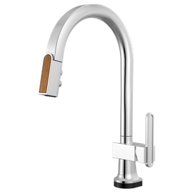 Brizo Frank Lloyd Wright(R): SmartTouch(R) Pull-Down Kitchen Faucet with Arc Spout and Wood Wand - Less Handle