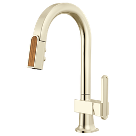 Brizo Frank Lloyd Wright(R): Pull-Down Prep Faucet with Arc Spout and Wood Wand - Less Handle