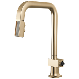Brizo Frank Lloyd Wright(R): Pull-Down Kitchen Faucet with Square Spout and Wood/Concrete Wand - Less Handle