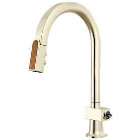 Brizo Frank Lloyd Wright(R): Pull-Down Kitchen Faucet with Arc Spout and Wood Wand - Less Handle