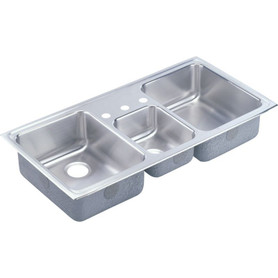 Stainless Steel Triple Bowl Top Mount Sink with 3 Faucet Holes in Lustrous Highlighted Satin