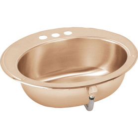 LLVR19162-CU Antimicrobial Copper Single Bowl Top Mount Sink with CS3 Faucet Holes in Lustrous Highlighted Satin