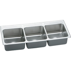 Stainless Steel Triple Bowl Top Mount Sink with 2 Faucet Holes in Lustrous Highlighted Satin