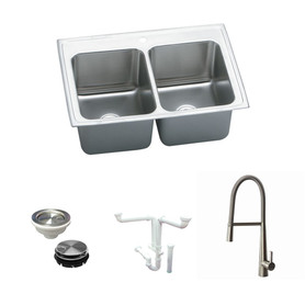 Elkay KF-DLR3722101 37-in X 22-in Stainless Steel Drop-in Kitchen Sink Kit