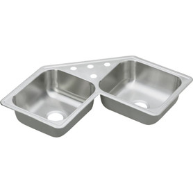 Dayton DE217323 Stainless Steel Double Bowl Top Mount Sink with 3 Faucet Holes in Elite Satin