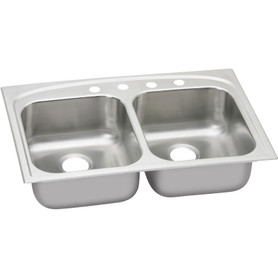 Stainless Steel Double Bowl Top Mount Sink with MR2 Faucet Holes in Premium Highlighted Satin