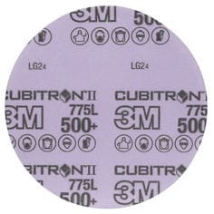 3M™ Cubitron™ II Stikit™ Film Disc 775L, 500+ 3MIL, 5 in x NH, Die 500X, Linered, 50/Carton, 250 ea/Case