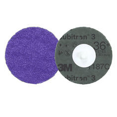 3M™ Cubitron™ 3 Roloc™ Fibre Disc 1187C, 36+, TR, Purple, 3 in, Die R300V, 50/Carton, 200 ea/Case