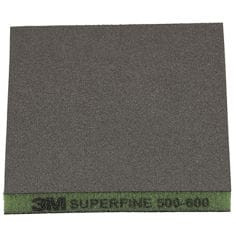 3M™ Two-Sided Sanding Sponge 23816, 124 mm x 98 mm (4.8 in x 3.8 in), Superfine 500-600, Green, 100 Ea/Case
