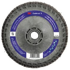 3M™ Cubitron™ 3 Flap Disc 1169F, 60+, T29-Conical Quick Change Plastic, 5 in x 5/8 in-11, 10 ea/Case