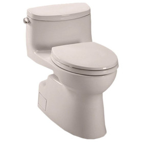 One Piece Elongated 1.28 GPF Toilet with Double Cyclone Flush System and SanaGloss - Seat Included in Sedona Beige