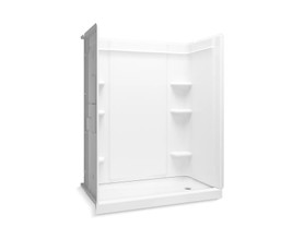 60" x 30" Vikrell(R) shower with Aging in Place backerboards, right drain