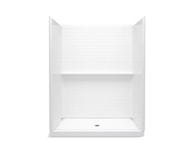 60" x 34" x 75" Vikrell(R) shower with Aging in Place backerboards, center drain