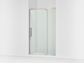 76" H pivot shower door with 5/16"-thick glass