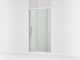 76" H pivot shower door with 5/16"-thick glass