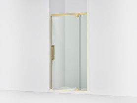 76" H pivot shower door with 5/16"-thick glass