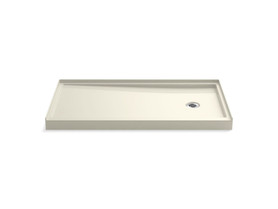 60" x 32" alcove shower base, right drain