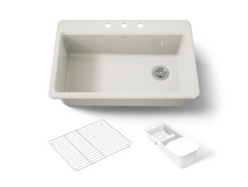 33" top-mount single-bowl workstation kitchen sink