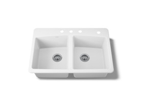 33" top-mount double-bowl kitchen sink