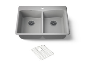 33" top-/undermount double-bowl kitchen sink