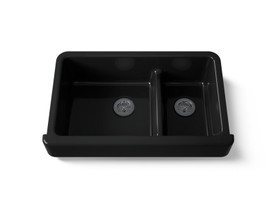 Smart Divide(R) 35-1/2" undermount double-bowl farmhouse kitchen sink with short apron