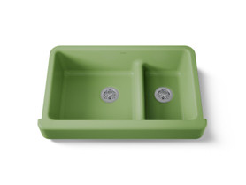 Smart Divide(R) 35-1/2" undermount double-bowl farmhouse kitchen sink with short apron