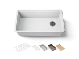 32-1/2" undermount single-bowl workstation kitchen sink