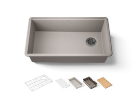 32-1/2" undermount single-bowl workstation kitchen sink