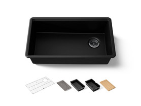32-1/2" undermount single-bowl workstation kitchen sink