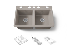 33" undermount double-bowl workstation kitchen sink