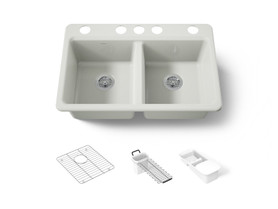 33" undermount double-bowl workstation kitchen sink