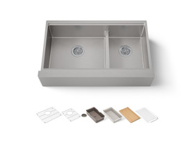 Smart Divide(R) 35-1/2" undermount double-bowl farmhouse workstation kitchen sink