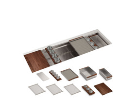 57-3/4" undermount single-bowl workstation kitchen sink