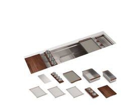 69-3/4" undermount single-bowl workstation kitchen sink