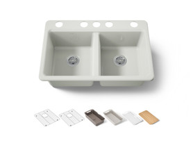 33" undermount double-bowl workstation kitchen sink