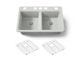 33" undermount double-bowl kitchen sink