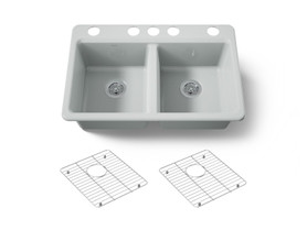 33" undermount double-bowl kitchen sink