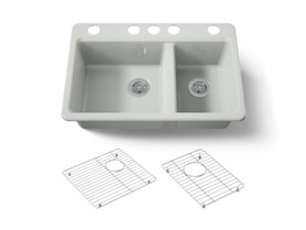 33" undermount double-bowl kitchen sink