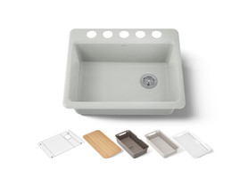 27" undermount single-bowl workstation kitchen sink