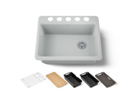 27" undermount single-bowl workstation kitchen sink