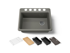 27" undermount single-bowl workstation kitchen sink