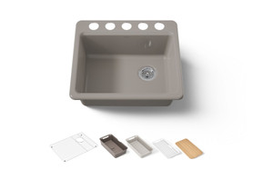 25" undermount single-bowl workstation kitchen sink