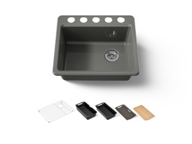 25" undermount single-bowl workstation kitchen sink