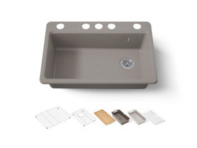 33" undermount single-bowl workstation kitchen sink