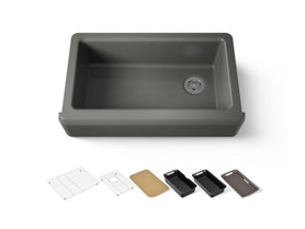 35-3/4" undermount single-bowl farmhouse workstation kitchen sink