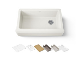 35-3/4" undermount single-bowl farmhouse workstation kitchen sink